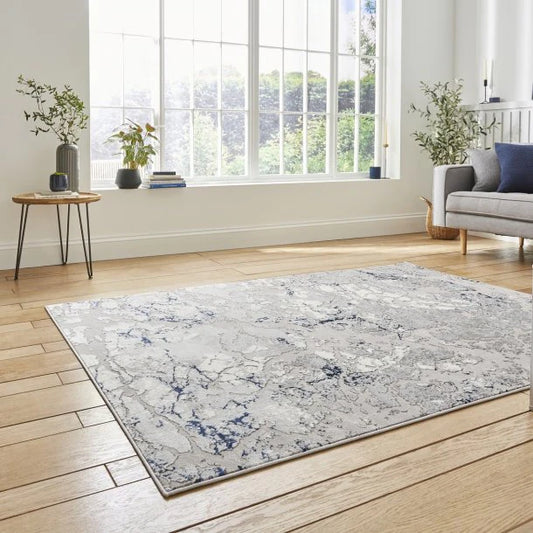 Apollo 2677 Grey/Navy Rug - Alternate View