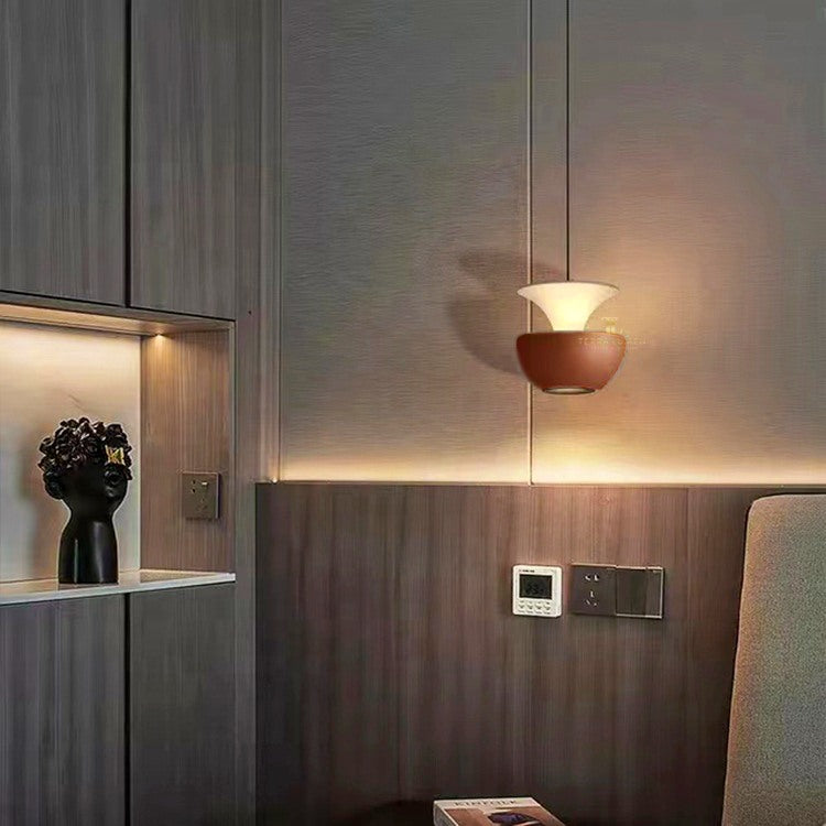 Emery White and Metallic Red LED Adjustable Single Pendant
