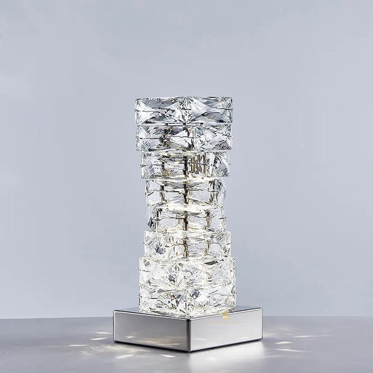 Felix Polished Chrome Crystal Spiral LED Table Lamp
