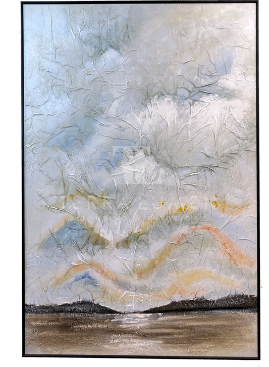 Marbella Abstract Painting with Black Frame