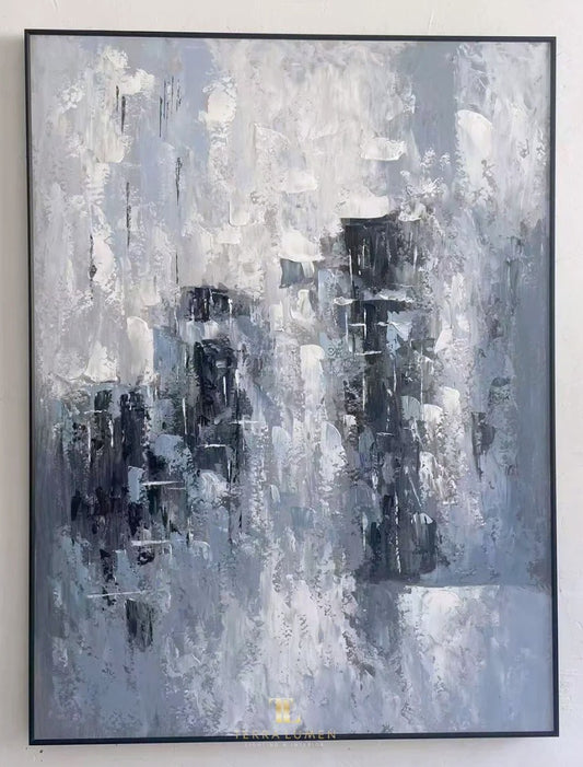 Sorrento Abstract Painting with Black Frame