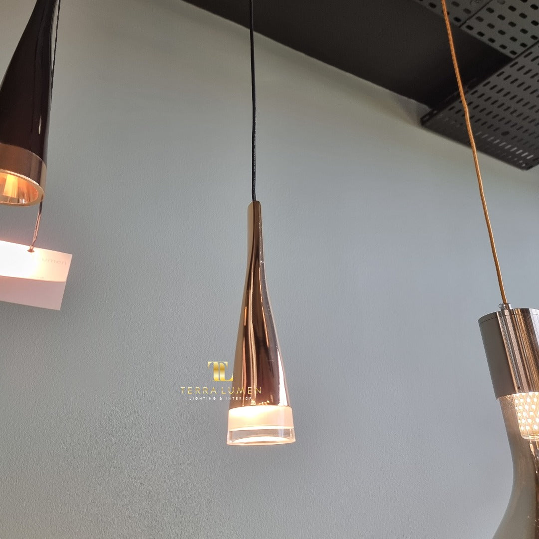 Haille Tubular Polished Gold with Frosted White Accent LED Adjustable Single Pendant