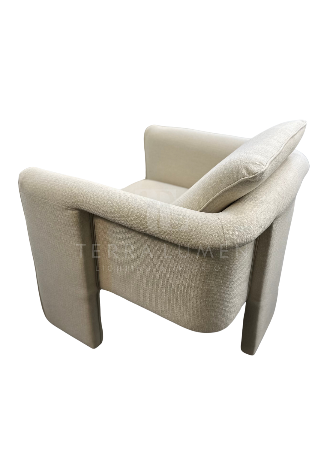 Hermione 3-Leg Linen Armchair in Stone