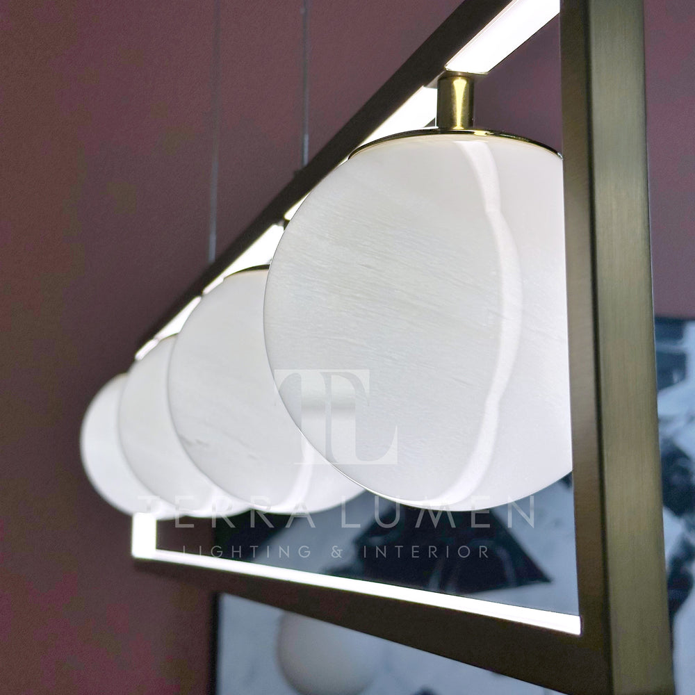 Kendrick White Bubble Brass Long Hanging Light