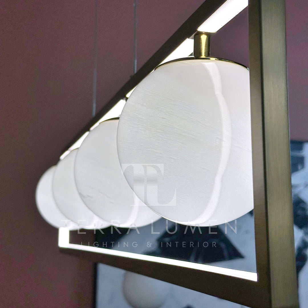 Kendrick White Bubble Brass Long Hanging Light