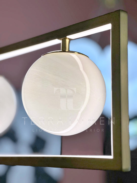 Kendrick White Bubble Brass Long Hanging Light