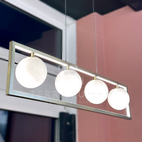 Kendrick White Bubble Brass Long Hanging Light