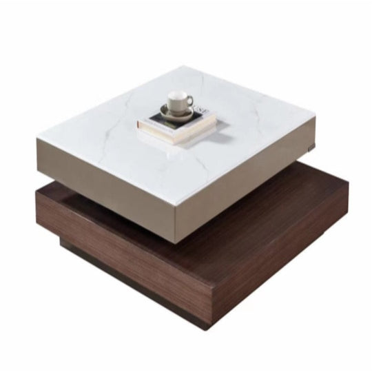 Zenith White and Brown Square Coffee Table