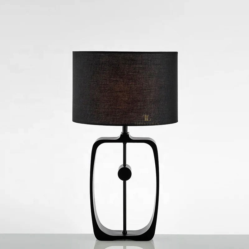 Amina Black Table Lamp with Black Drum Shade