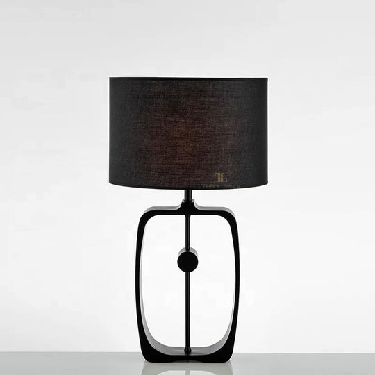 Amina Black Table Lamp with Black Drum Shade