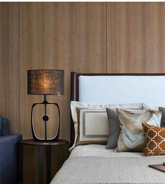 Amina Black Table Lamp with Black Drum Shade