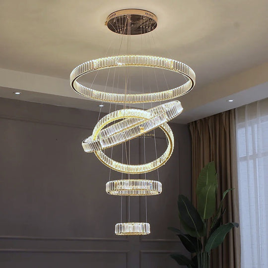 Arabella Gold 5-Ring Grand Modern Chandelier