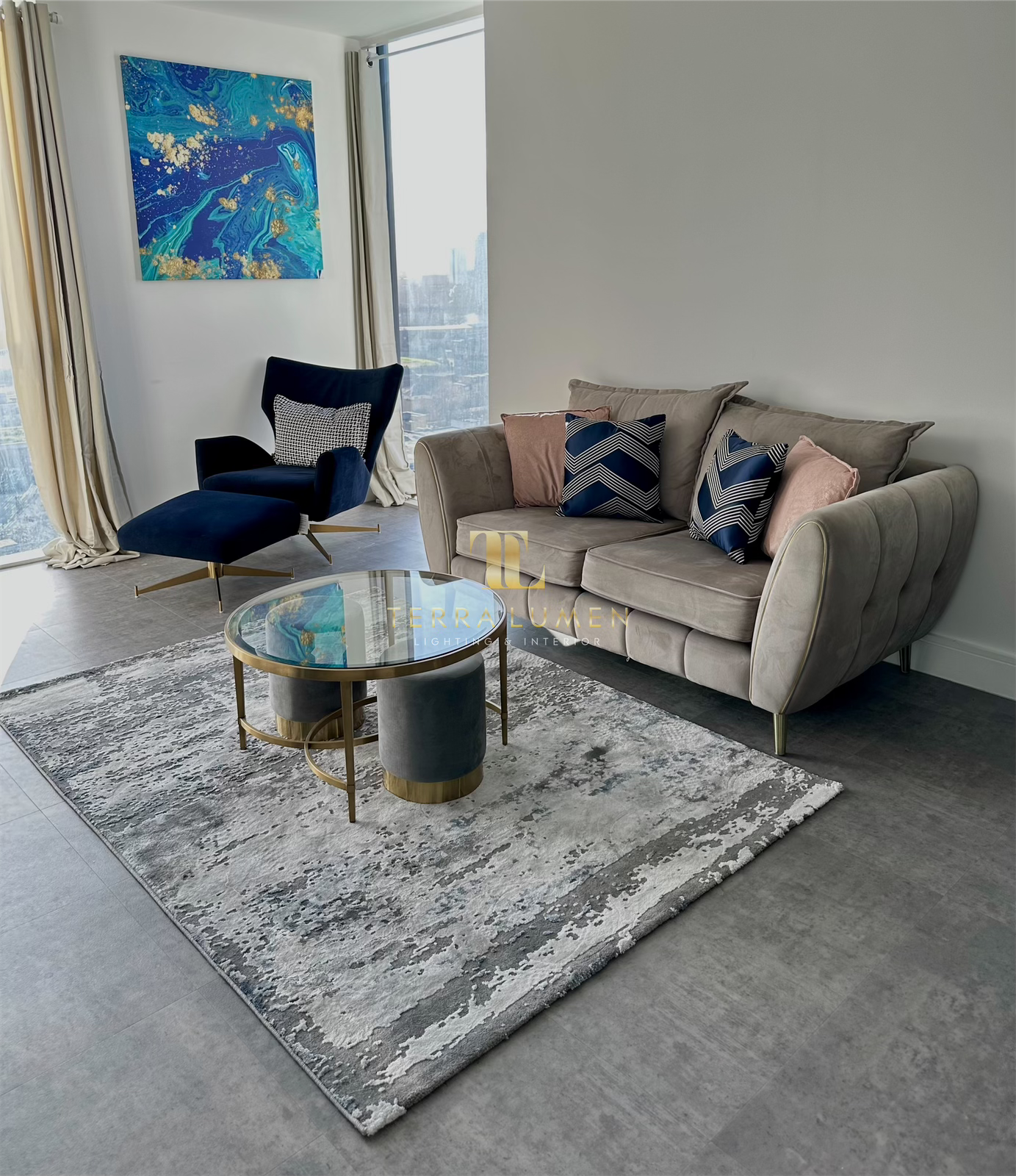 Craft 19788 Grey / Navy Rug - View 5