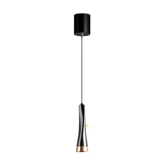 Haille Tubular Polished Dark Chrome with Gilded Accent LED Adjustable Single Pendant