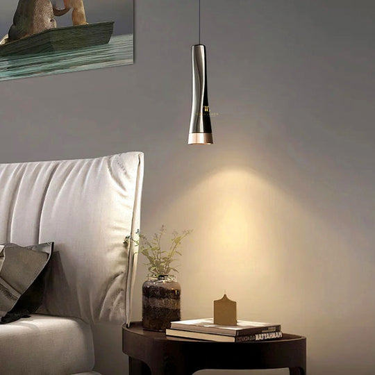 Haille Tubular Polished Dark Chrome with Gilded Accent LED Adjustable Single Pendant