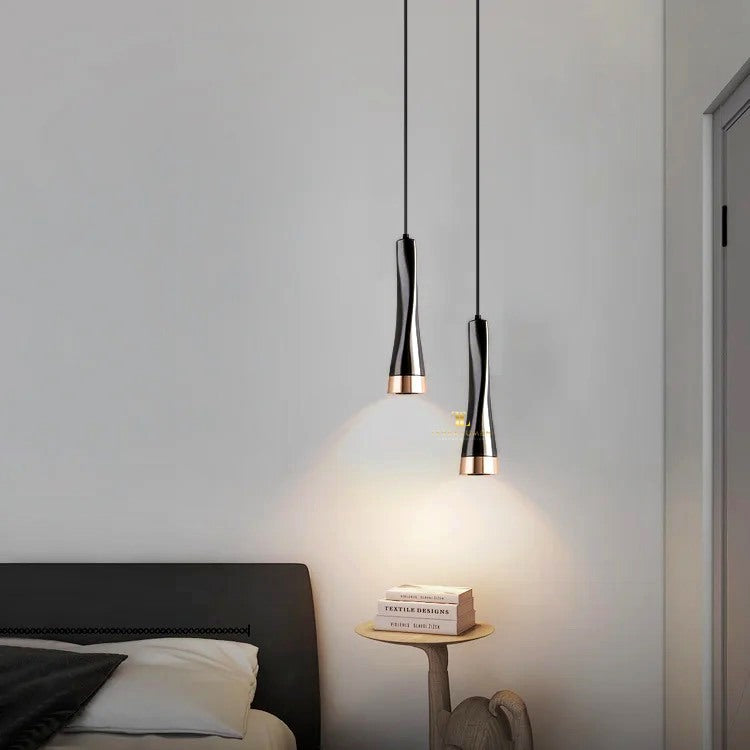 Haille Tubular Polished Dark Chrome with Gilded Accent LED Adjustable Single Pendant