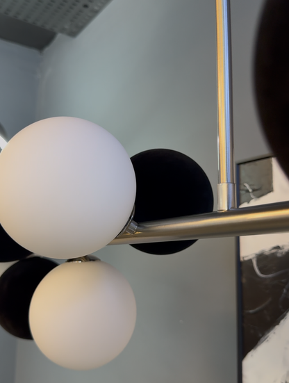 Rowan Black & White Bubble Round Hanging Chandelier - Size and Dimensions