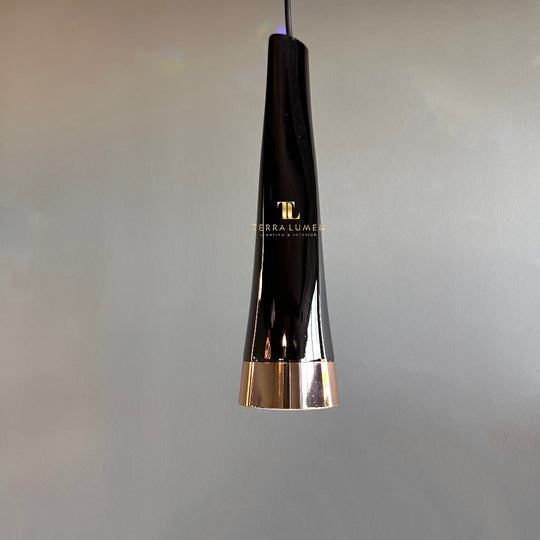 Haille Tubular Polished Dark Chrome with Gilded Accent LED Adjustable Single Pendant