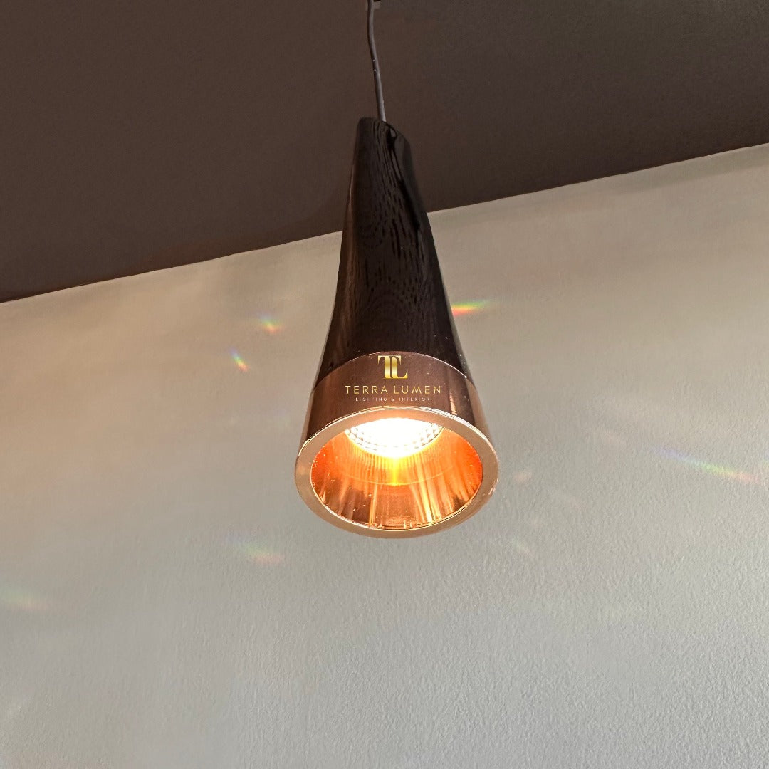 Haille Tubular Polished Dark Chrome with Gilded Accent LED Adjustable Single Pendant