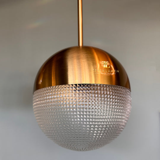 Kaci Round Gold Sphere Single Pendant Ceiling Light