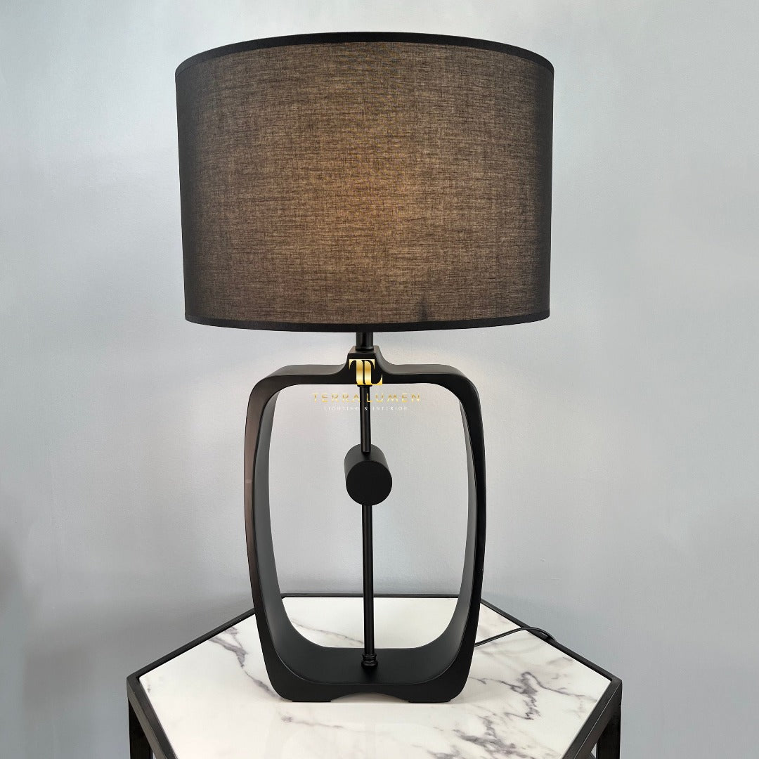 Amina Black Table Lamp with Black Drum Shade