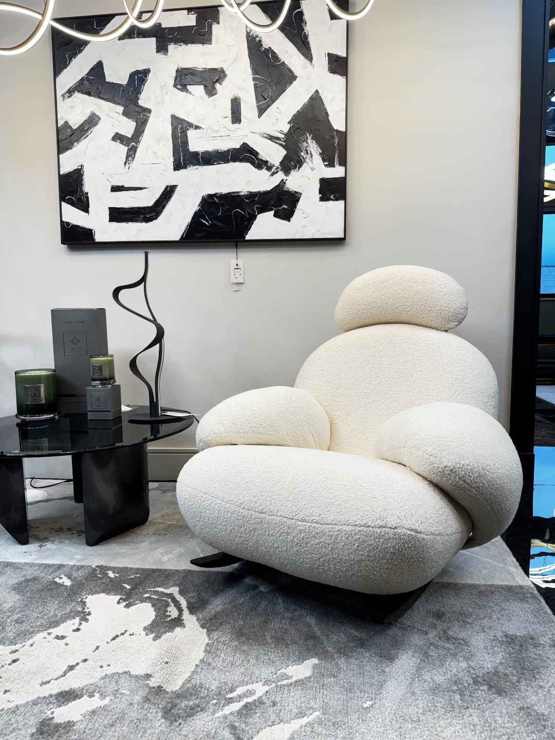 Bo Armchair – Pink Bouclé Rocker - Alternate View