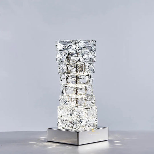 Felix Polished Chrome Crystal Spiral LED Table Lamp