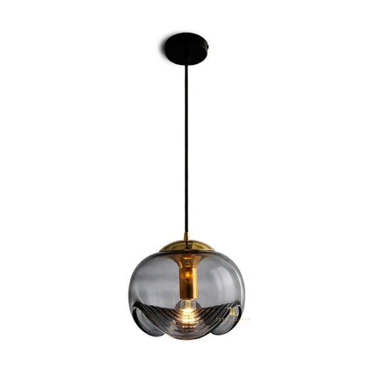 Deri Smoke Glass Round Single Ceiling Pendant