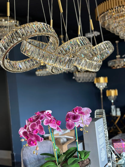 Halo Chandelier – Linear - Size and Dimensions