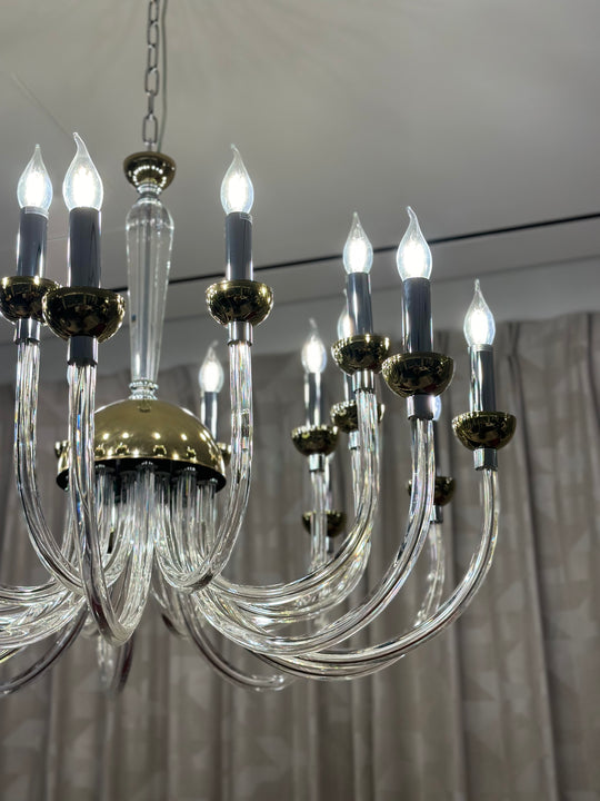 Roma Glass Chandelier with Gold Details