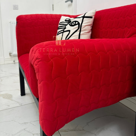 Claudia Black and Red Asymmetrical Velvet Armchair