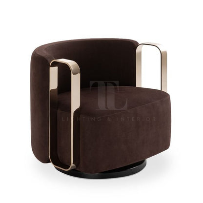 Isabella Coffee Velvet Armchair - Alternate View