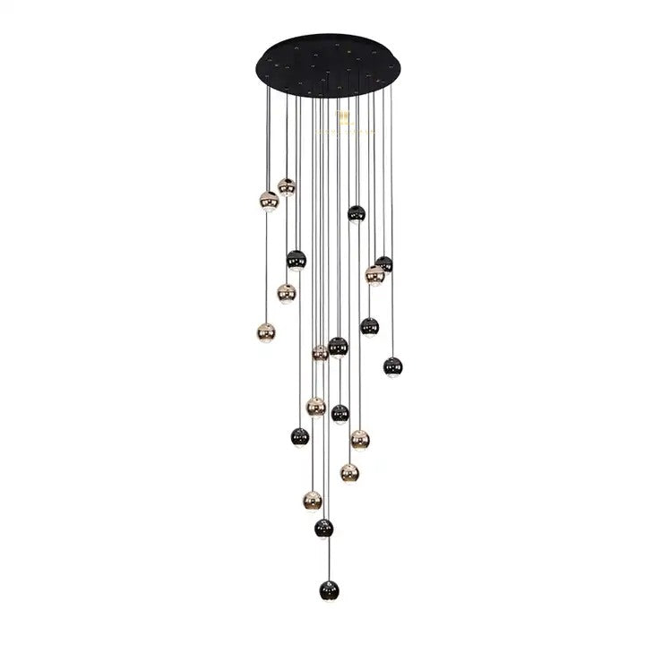 Lennox Smoke Grey and Gold Sphere Spiral LED Smart Chandelier