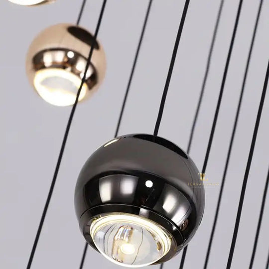 Lennox Smoke Grey and Gold Sphere Spiral LED Smart Chandelier