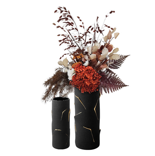 Emerencia Black and Gold Ceramic Decorative Vase