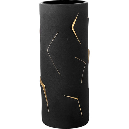 Emerencia Black and Gold Ceramic Decorative Vase - Detail Shot