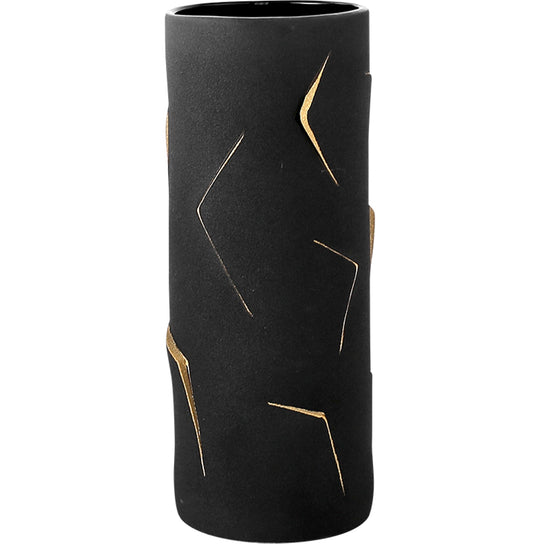 Emerencia Black and Gold Ceramic Decorative Vase