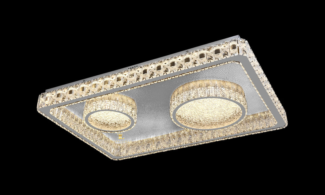 Seraphina Hammered Metal Crystal Flushed Ceiling Light