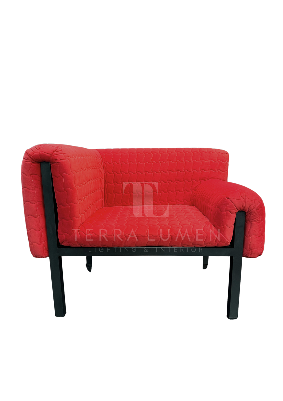 Claudia Black and Red Asymmetrical Velvet Armchair