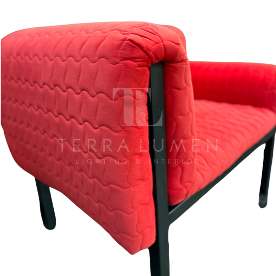 Claudia Black and Red Asymmetrical Velvet Armchair