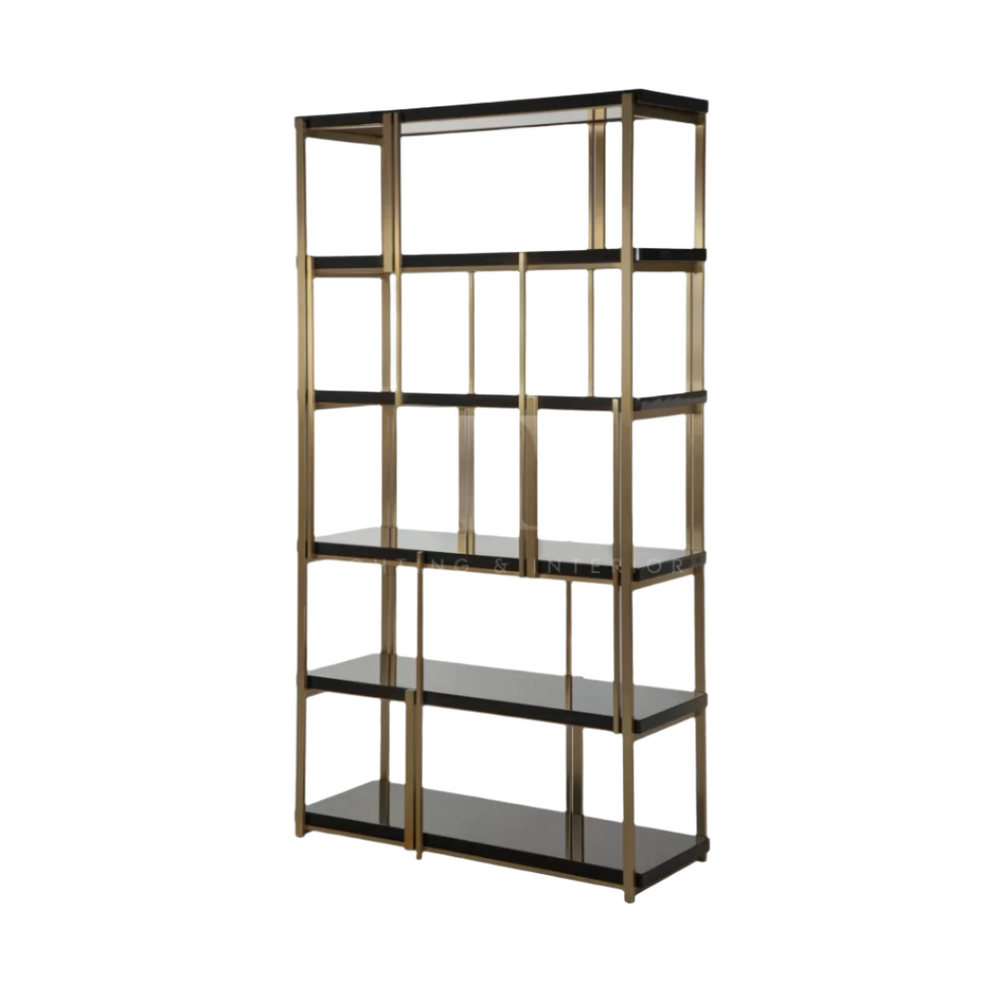 Renzo Black and Gold Shelving Unit