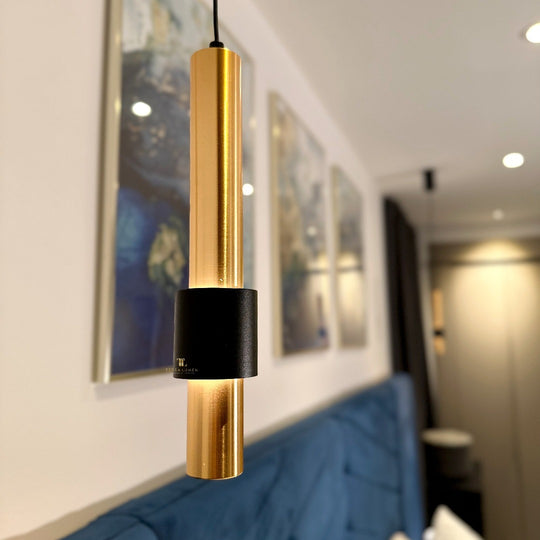 Rhea LED Brushed Golden Brass Adjustable Single Pendant