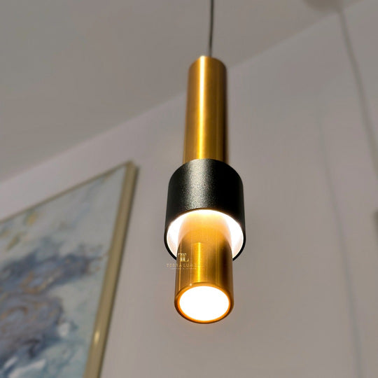 Rhea LED Brushed Golden Brass Adjustable Single Pendant