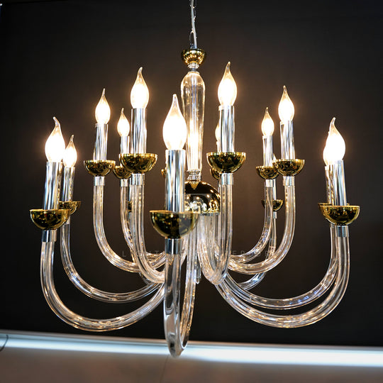 Roma Glass Chandelier with Gold Details