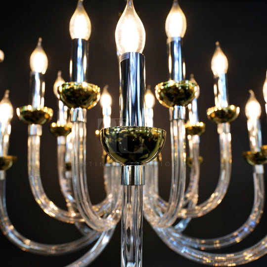 Roma Glass Chandelier with Gold Details