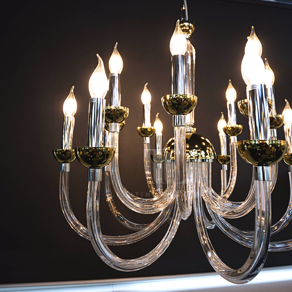 Roma Glass Chandelier with Gold Details