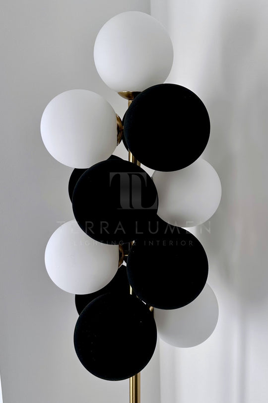 Rowan Black & White Bubble Brass Floor Lamp