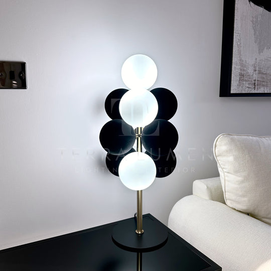 Rowan Black & White Bubble Brass Table Lamp