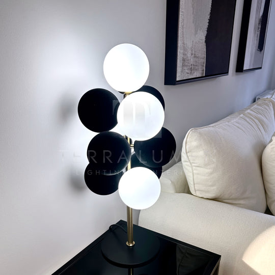 Rowan Black & White Bubble Brass Table Lamp