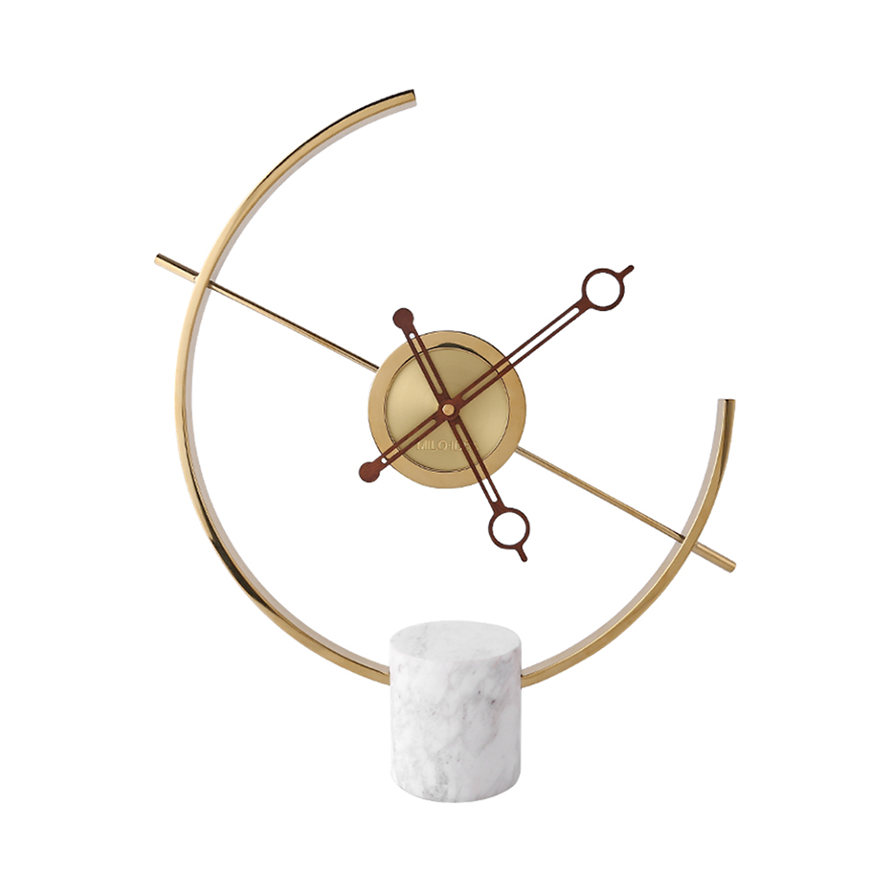 Harriet Gold Clock on White Marble